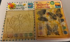 Vtg Lot of 2 Craft House BUTTERFLY Sun Catcher  Collection Magnets Paint Number