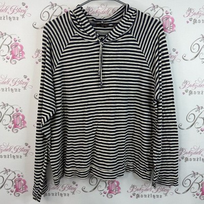 Black Brown 1826 sweater hoodie blue black Navy and White Striped Top comfy