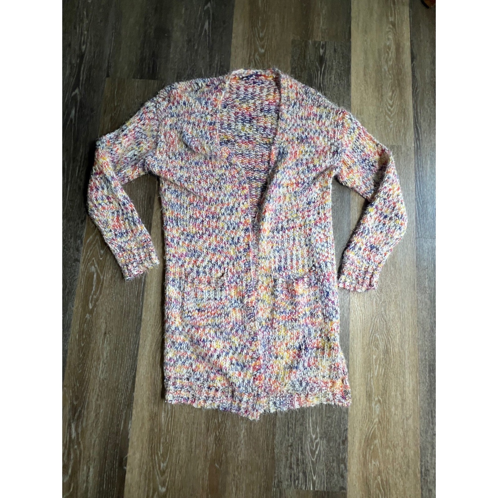 Cardigan Women L Multicolor Excellent Longline Confetti Space Dye Knit-image