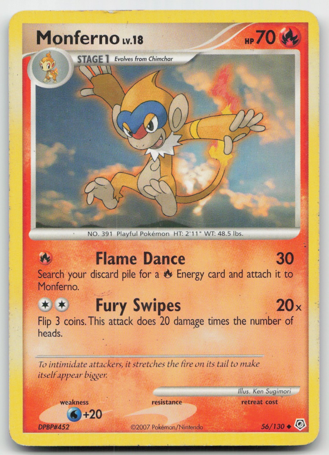 Pokemon TCG Monferno Uncommon Diamond and Pearl 56/130 MP