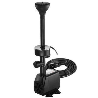 730GPH Submersible Pump Fountain with RGB Color Changing Ring Black