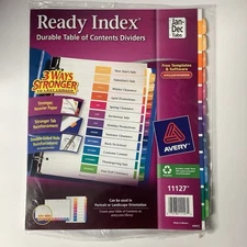 Avery Ready Index 10-Tab Multicolor Dividers Customizable Table of Contents