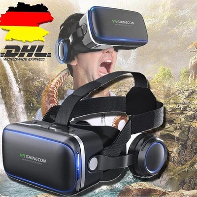 Smartphone 3D VR Brille mit Kopfhörern Virtual Reality Smart Glasses für 4'' - 6''