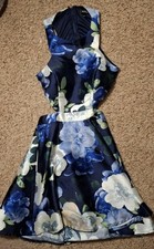 Speechless Dress Womens Floral Preppy Cut-Out Party Formal Wedding Navy Sz 1