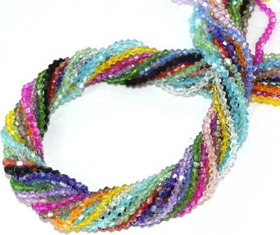 4mm Bicone Crystal Glass Beads Briolette Rondelle Bead for Jewelry Making Assort