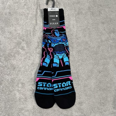 Stance Pixar Buzz Lightyear Socks Mens Large Black Star Command Crew INFIKNIT
