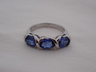 Estate Sterling Silver Size 7 Blue Stone Ring DQ-17