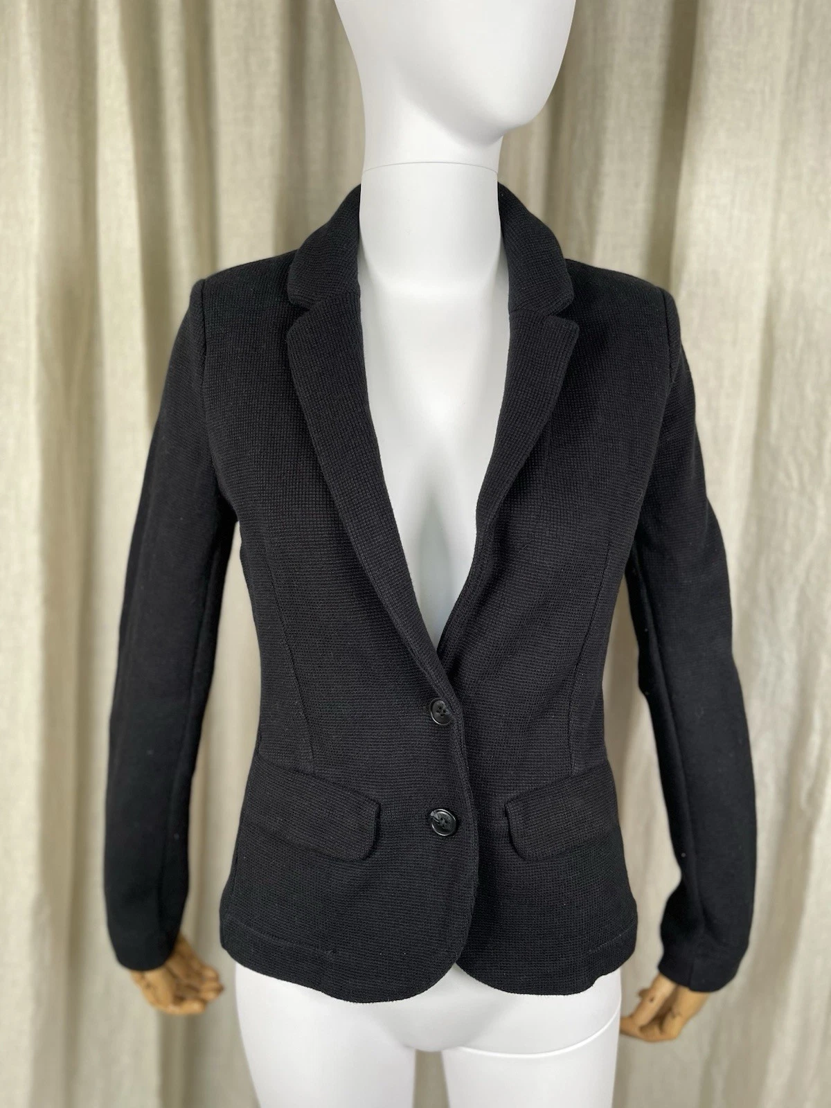 Whistles black cotton slouchy blazer jacket UK 4
