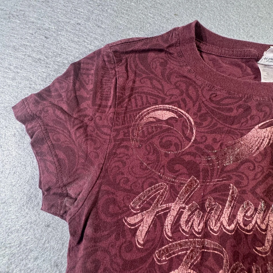 Camisa Harley-Davidson Mujer Pequeña Borgoña True Freedom Eagle Gráfico EE. UU. 2010s Foto 4 de 4