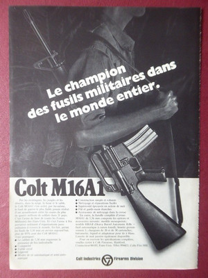 5/1978 PUB COLT FIREARMS FUSIL COLT M16A1 5,56 MM VIETNAM ORIGINAL FRANZÖSISCHE ANZEIGE