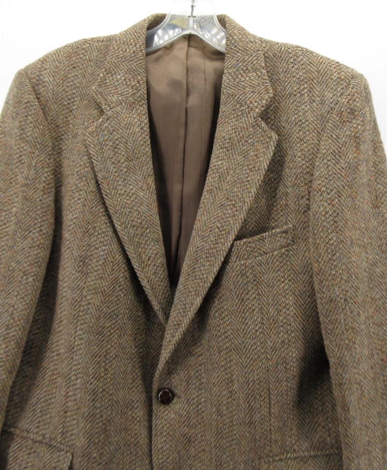 Abrigo deportivo Harris Tweed vintage para hombre 42 marrón Blazer lana escocesa espiga * Foto 2 de 4