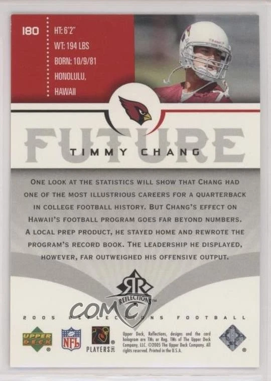 2005 Upper Deck Reflections Future /699 Timmy Chang #180 Rookie RC - Image 2 of 2