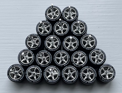 #ad Hot Wheels 1 64 Wheels amp; Rubber Tires 10 Sets Real Riders Chrome 5 Star $22.98