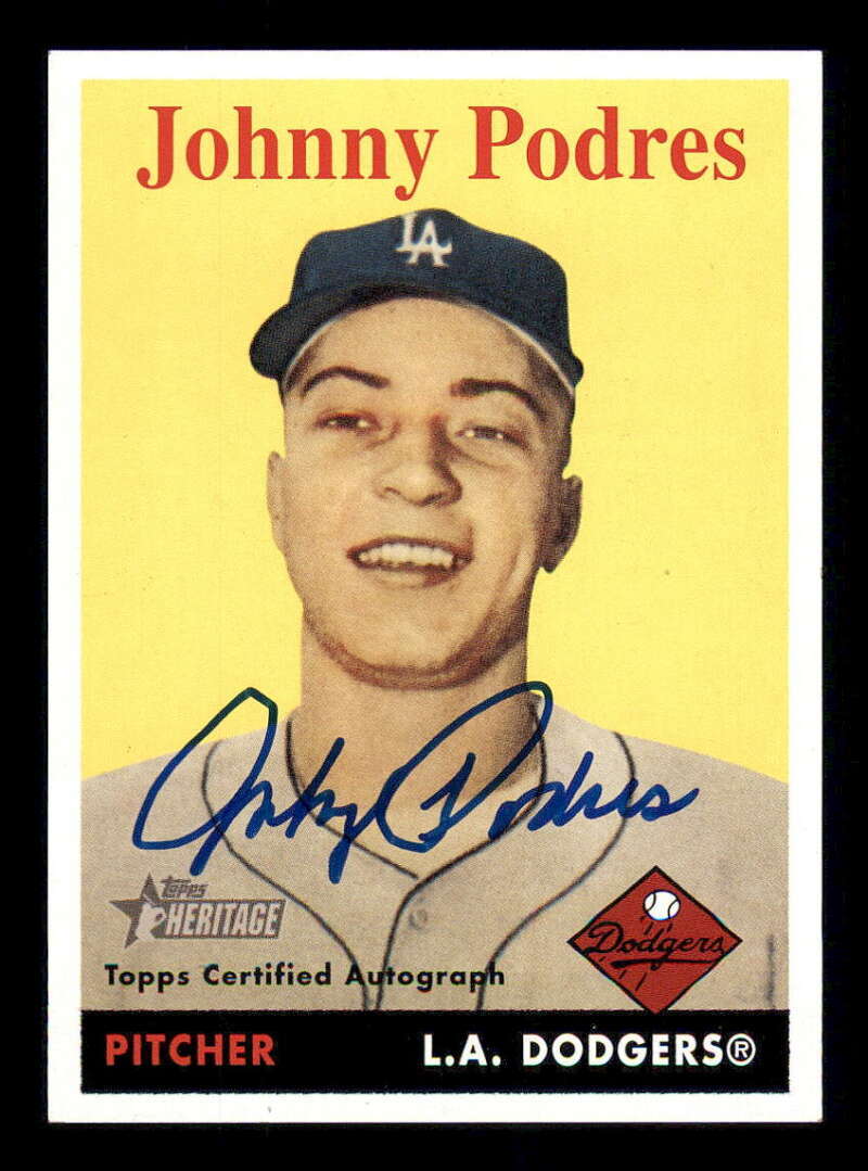 2007 Topps Heritage Real One Autograph/Auto Johnny Podres /200 Dodgers Blue Ink