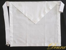 FREEMASON MASONIC MEMBER White Cloth Cotton Apron Elastics Snake Snap 16" x 14"