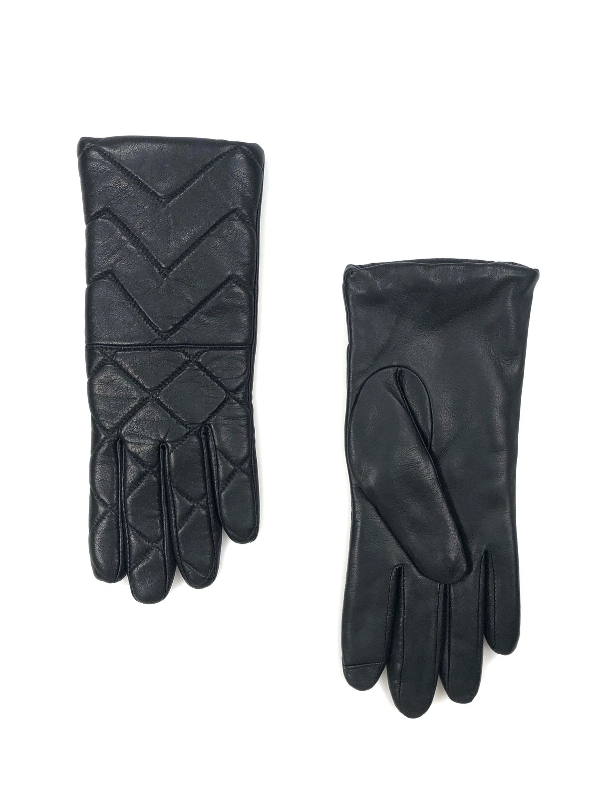 NWT AQUA BLACK QUILTED SOFT BUTTER LEATHER TECH GLOVES