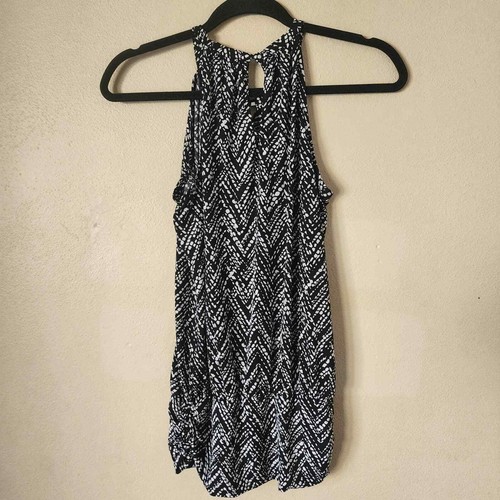 White House Black Market Black Geometric Sleeveless Tank Top Blouse Size XS - Picture 7 of 9