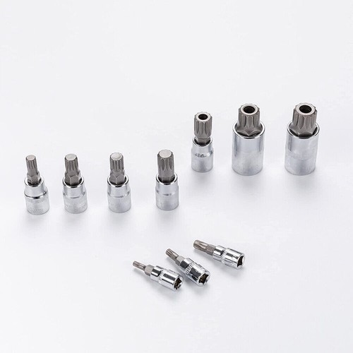 10PC Bit Socket Set XZN 12 Point Triple Square Spline Tamper Proof Bits - Picture 9 of 9