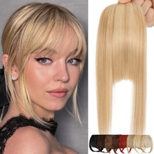 With Temples Bangs Clip in Fringe 100 Natural As Human Hair Extension for Women