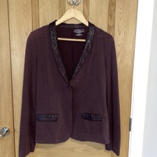 Designer Majestic Filatures Cotton Cashmere Jacket Purple Single Button 3 Xl