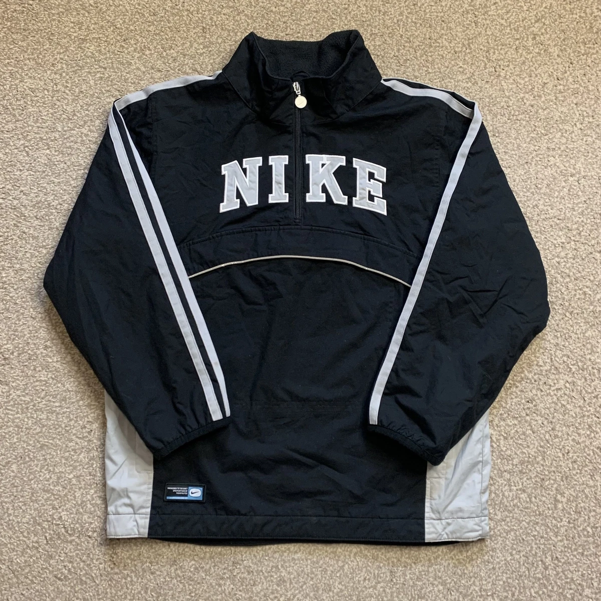 Nike Pullover Jacket Coat Spell Out Reflective Fleece Y2K 00s Quarter Zip XS