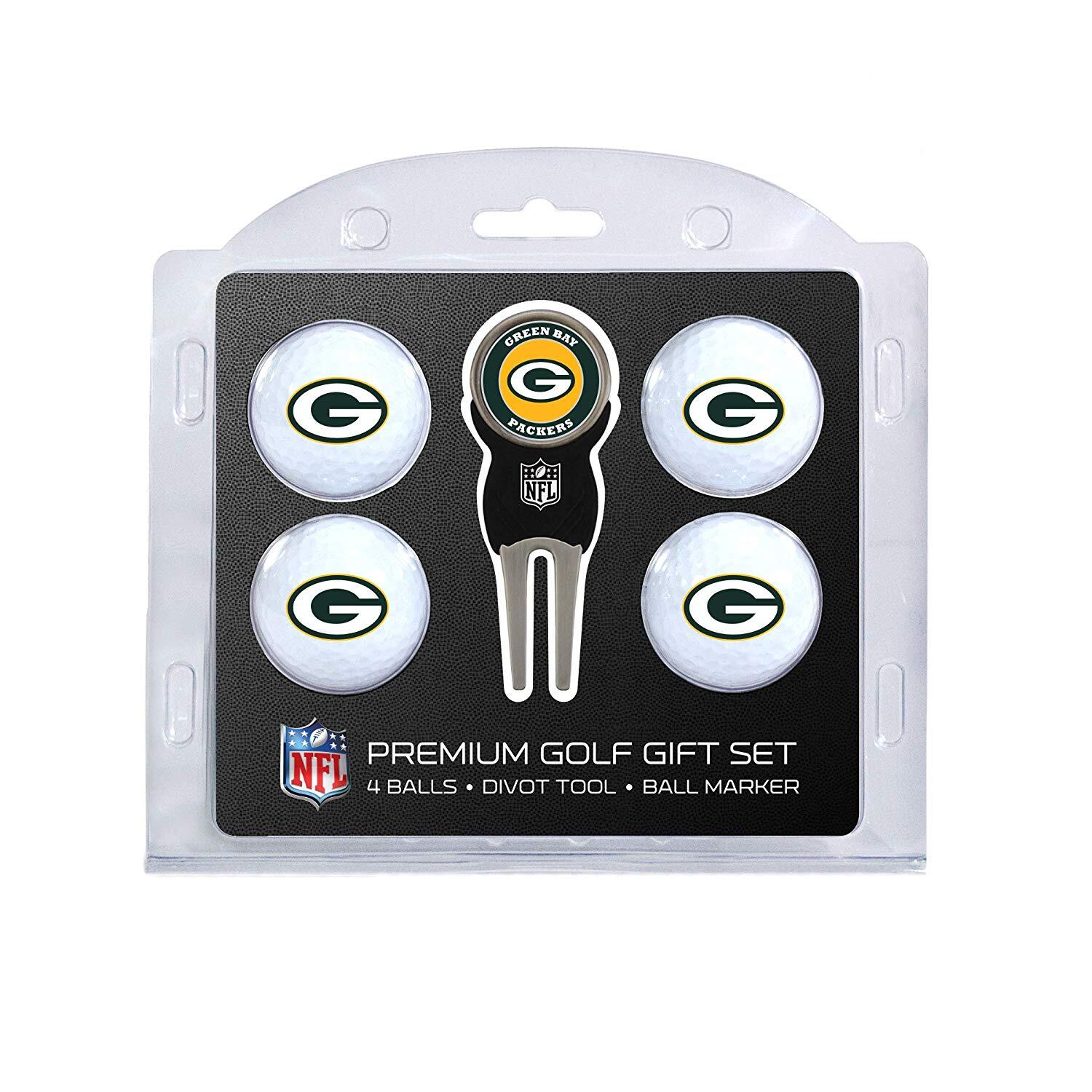 Подарочный набор Team Golf Green Bay Packers с 4 мячами и дивотом
