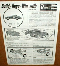 Revell Mercedes Benz 300 SL Model Car Slot Racing COPY of Instruction Sheet ONLY