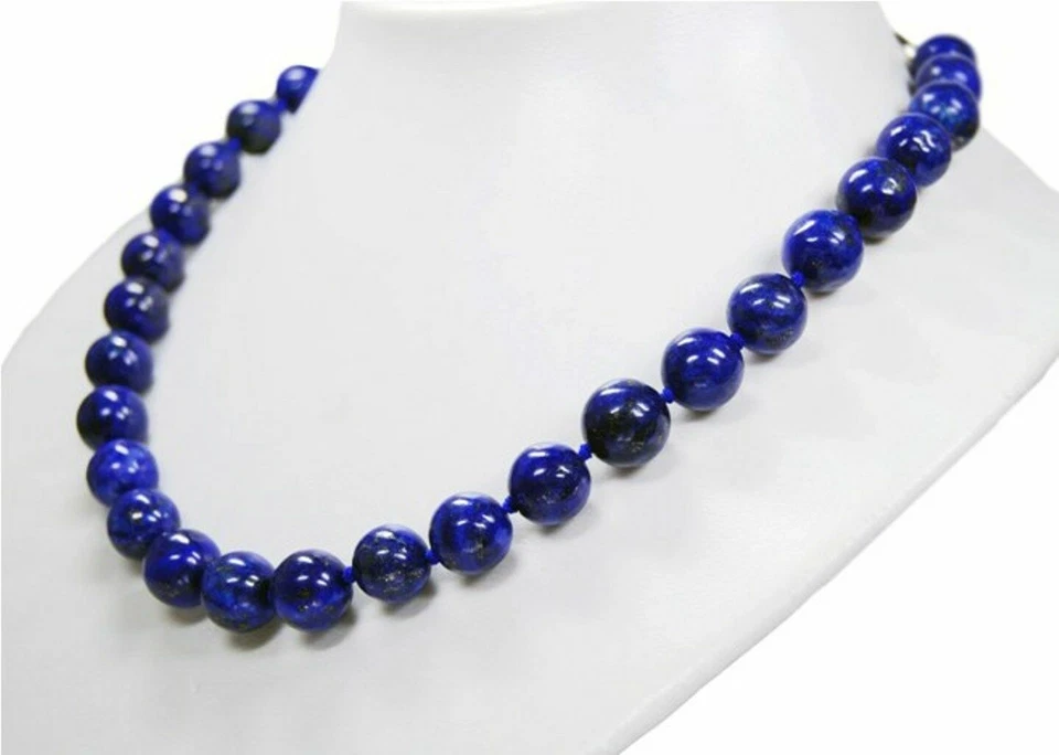 Edelstein Halskette Heilstein Lapislazuli Kugelform Ø-12 mm gekontet - Bild 3 von 4