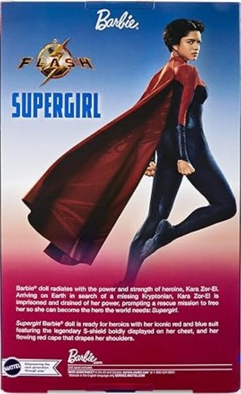 🔥 Supergirl Barbie Doll, Collectible Doll Flash Movie Wearing Red & Blue HKG13 - Image 2 of 4