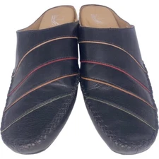 White Mountain Pleated Leather 9.5 M Slip On Clogs Dora Comfort Shoes