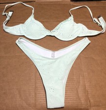 2 Pc SHEIN Green Eyelet Bikini Swimwear - Padded Removable - Size M