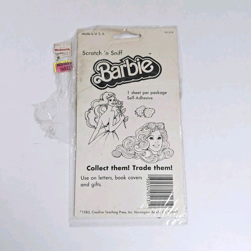Barbie Apple Scratch N Sniff foglio adesivo 1983 Mattel Cowgirl cavallo vintage nuovo - Foto 2 di 2
