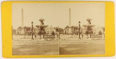 Platz die Concorde Paris Frankreich c1868 Foto Stereo Vintage Albumin P69L9n2
