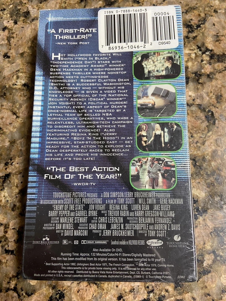 Nice Enemy Of The State Will Smith Gene Hackman Sealed Rental VHS Cassette Tape - Image 2 of 4