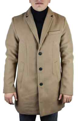 Cappotto Uomo Elegante Cammello Giaccone Trench Beige Soprabito