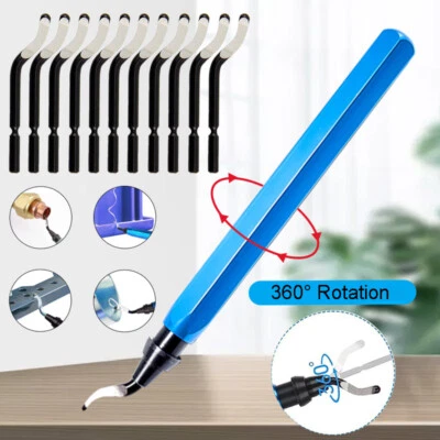 Deburring Tool Set Metal Handle Deburrer + 11PCS BS1010 HSS Burr Removal Blades