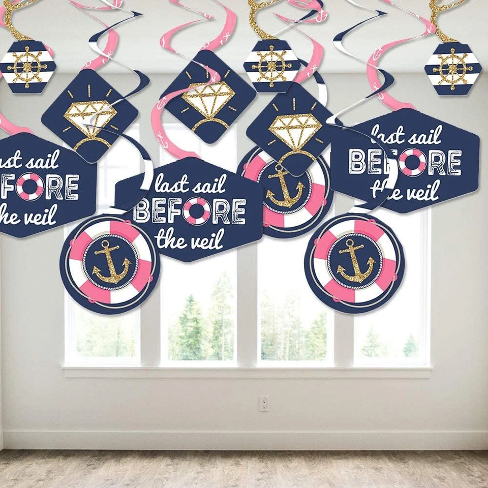 Big Dot of Happiness Last Sail Before the Veil - Blue, Pink, Gray, White  - Image 3 of 4