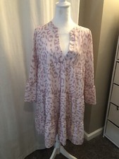Shein Women’s Dress Pink Leopard Print Small Long Sleeve
