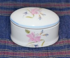 Vintage Elle Fashion Hosiery Advertising Pottery Floral Lidded Trinket Dish