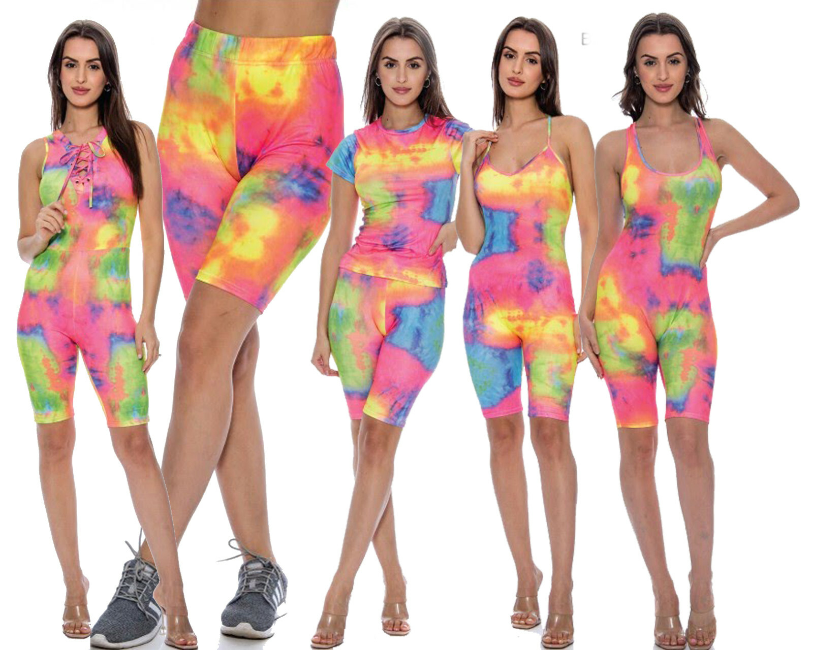 Tie Dye Biker Shorts Sets Rompers Activewear-image