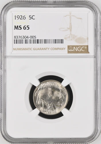 :1926-P 5C BUFFALO NICKEL SHINY-LUSTROUS BLAST WHITE NGC MS 65 R3 HIGHEST GRADES