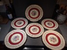 Set of 6 Continental Ivory  Bavaria Floral with Red Trim 10 1/2" Dinner Plates — photo 2
