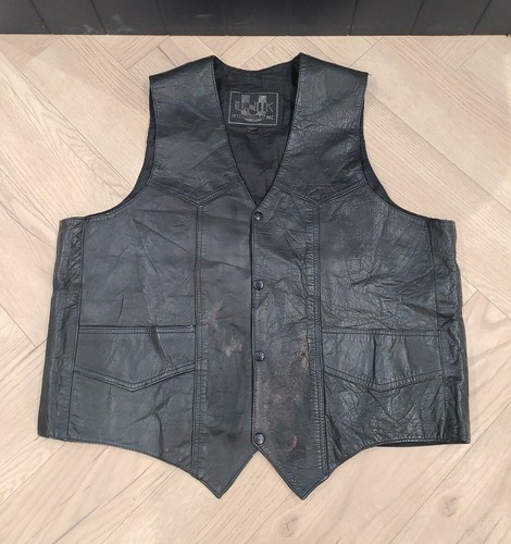 Vintage Orange County Choppers Leather Waistcoat Motorcycle Vest Snap Button - Picture 2 of 10