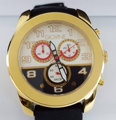 Giovine Men's Non-Plus Ultra Chronograph Watch Black/White Dial Black Band