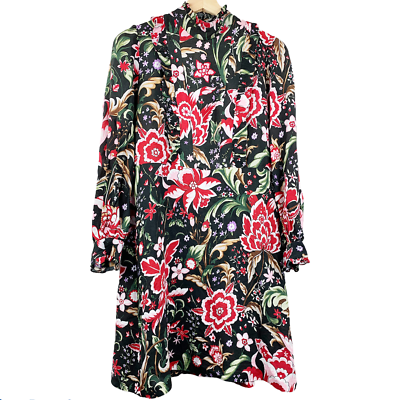 Zara Ruffled Details Floral Dress Lace Back L | eBay Zara Ruffled Details Floral Dress Lace Back L | eBay