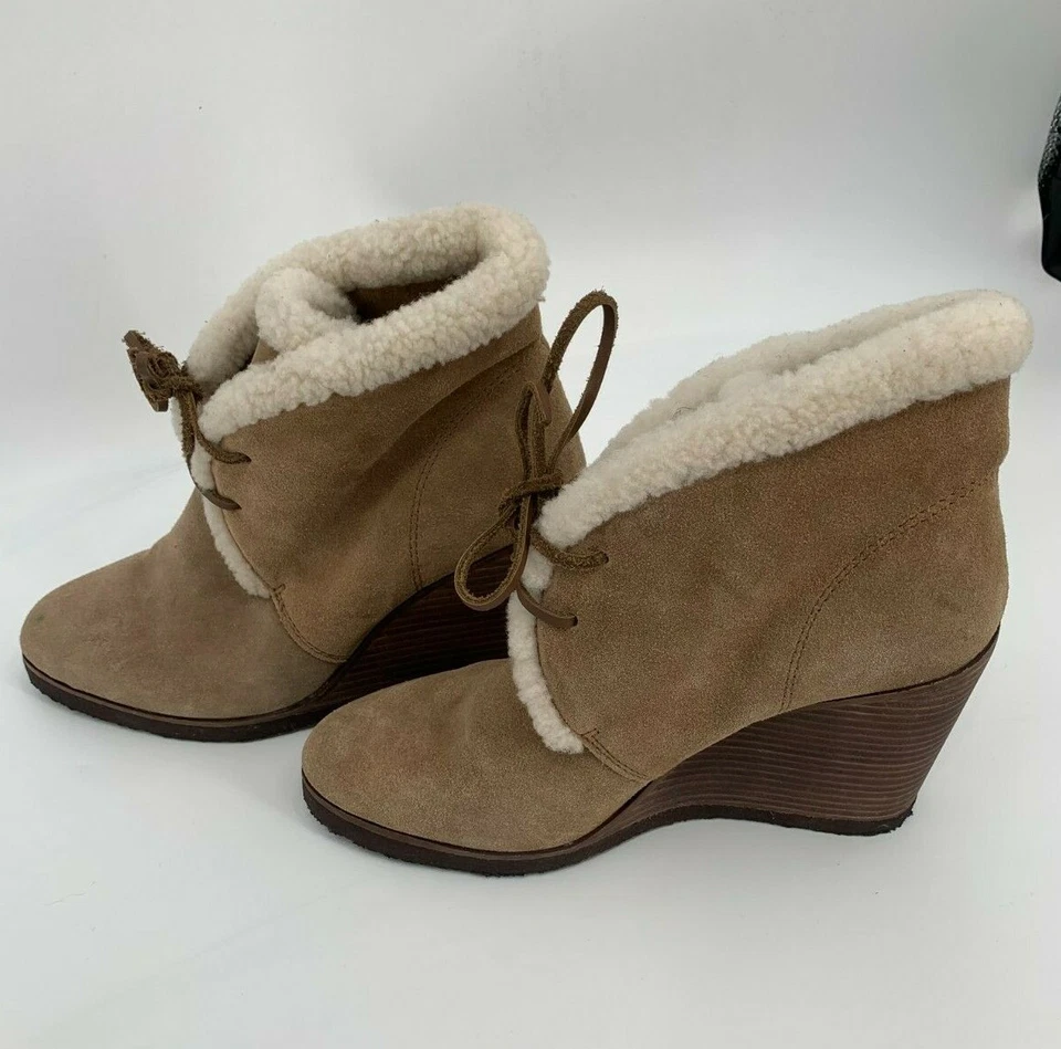 Великолепный Catalina светло-коричневый замшевый на танкетке каблук зимние пинетки флисовая подкладка 9,5 М - Изображение 4 из 4