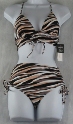 Salt + Cove Juniors 2-Piece Strappy Bikini Swimsuit Set, Neutral Multi, XS