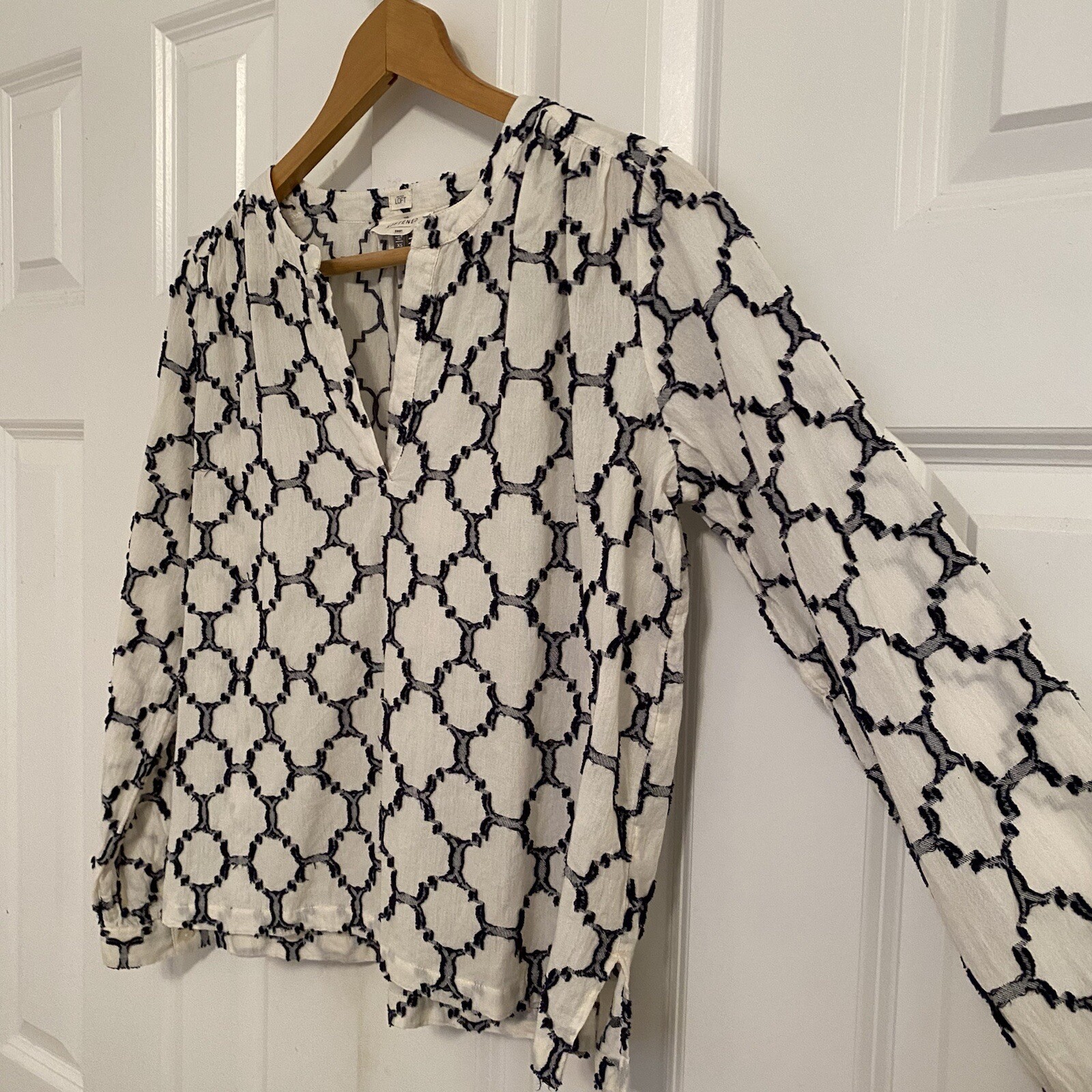 LOFT The Softened Mosaic Pattern Split Neck Relax… - image 3