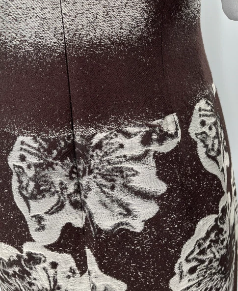 Vestido Carolina Herrera Azul Claro/Marrón Estampado Floral Manga Transparente Talla 4 (alterado) Foto 4 de 4