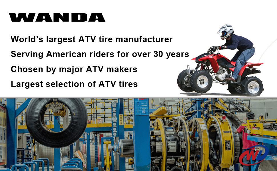 WANDA ATV Tire Set 25x8-12 & 25x10-12 | 6-Ply, Lite Mud Tread, Fits Yamaha KODIAK 400 450 (2004-2020) - View #3